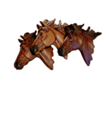 Horse Wall Hanging 3 Stallion heads Brown-Tan-Dark Brown Decorative Folk... - $327.36 MXN