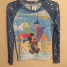 Disney Parks Mickey Mouse 2015 Castle Long Sleeve Raglan Shirt Ladies Small - £9.37 GBP