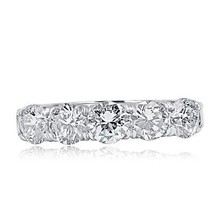 5 Pietra Diamante Taglio Rotondo Matrimonio Anniversario Fascia 14k Oro Bianco - £1,582.37 GBP
