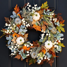 18&quot; Fall Wreath Fall Decorations for Front Door with Pumpkins Berry Arti... - $22.59