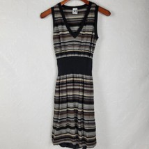 Missoni Womens Dress Size S Black Striped V-neck Sleeveless Knit Elastic Waist - $37.16