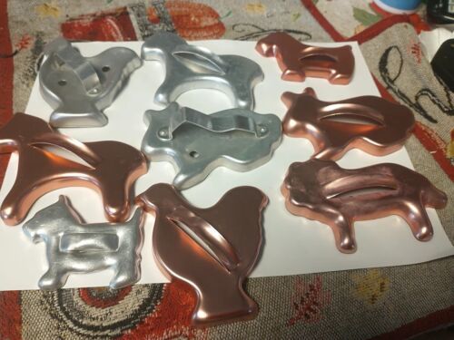 Primary image for Lot of 9 Metal, Copper  Cookie Cutters of Various Animals