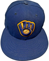 Milwaukee Brewers New Era 59fifty 7 1/8 fitted Hat Blue with Patch - $18.46