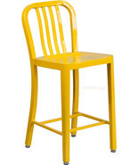 Mid-Century Yellow &#39;Navy Style Counter Stool Cafe Patio Chair Outdoor Co... - $2,941.74 MXN