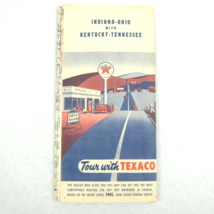 Vintage 1950s Texaco Oil Gas Road Map Indiana Ohio Kentucky Tennessee RARE - £10.22 GBP