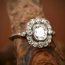 Anello di fidanzamento vintage e alone con diamante taglio cuscino da 2,50... - £110.71 GBP