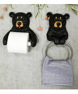 Ebros Whimsical Black Bear Toilet Paper and Hand Towel Holder Set Bathro... - $58.86 CAD