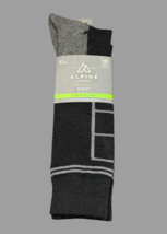 Alpine Design Merino Wool Ski Sock Black Gray Color Block Calf Cut Medium Weight - £11.44 GBP