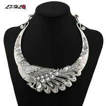 Retro Carved Peacock Collar Choker Statement Necklace - £11.79 GBP