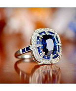 Lab Created 3.25Ct Blue Sapphire White Gold Finish Engagement Ring in Si... - $139.24