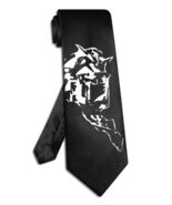 Gundam tie black satin silk hand-painted robot necktie - $28.00