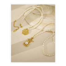 18k Gold Celine Charm Pearl Necklace  bold, costume, vinader, statement - $76.66