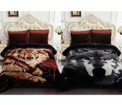 Black Wolf 2 Ply Thick Heavy Winter Warm Soft Mink King Size Blanket - £110.70 GBP