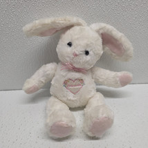 Vintage Carters Soft White Bunny Plush Rattle Princess Heart - $44.45