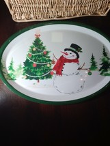 Christmas Snowman Plastic Platter - $10.77