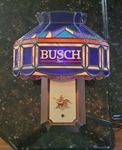 VINTAGE 1986 BUSCH BEER STAINED GLASS LANTERN LIGHT UP SIGN ANHEUSER BUS... - $199.95