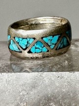 Turquoise ring size 4.50 Zuni band wedding sterling silver women - $47.52