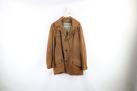 Vintage 70s Streetwear Mens 40 Distressed Leather Full Button Jacket Brown USA - £55.35 GBP
