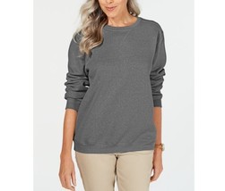 Karen Scott Womens Small Charcoal Heather Gray Crewneck Sweatshirt Top N... - $18.61