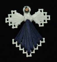 Handmade - Colorful Plastic Canvas Ribbon Angel Pins (Dark Blue & White) - £4.56 GBP