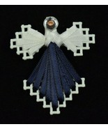Handmade - Colorful Plastic Canvas Ribbon Angel Pins (Dark Blue &amp; White) - £4.57 GBP