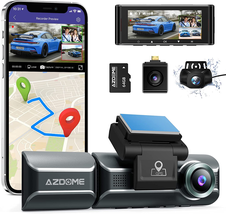 Built in Wifi GPS, with 64GB Card, Front inside Rear 1440P+1080P+1080P Car Dashb - £241.48 GBP