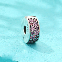 925 Sterling Silver Mosaic Shining Elegance, Fancy Pink &amp; Purple CZ Clip... - £11.87 GBP