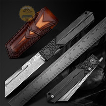 MODERN HIGONOKAMI DAMASCUS FOLDING KNIFE TITANIUM HANDLE WITH POCKET CLI... - £93.41 GBP+