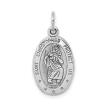 10K White Gold Saint Christopher Medal Charm Jewelry 24 X 11mm New - £66.98 GBP
