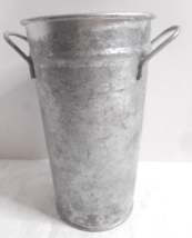 Galvanized French Flower Bucket Vase Silver Tin Shabby Country Deco Style 8.5&quot; - £15.94 GBP