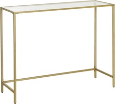 Vasagle 39.4&quot; Console Table, Tempered Glass Sofa Table,, Gold Color Ulgt26G - $90.97