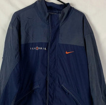 Vintage Nike Jacket Embroidered Swoosh Illinois Illini Mens Medium Navy Blue 90s - £30.85 GBP