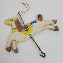 Vintage Christmas Ornament Wood Carousel Horse 6 Inch - $10.40