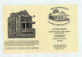The Homestead Family Restaurant Menu Cape Girardeau Missouri  - £13.95 GBP