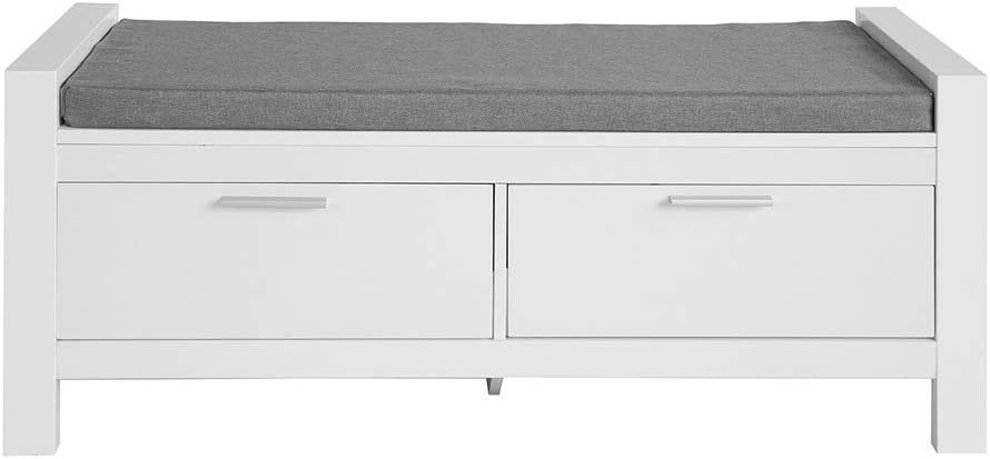 Hallway Storage Bench With Two Drawers And Padded Seat Cushion, Haotian Fsr74-W. - $129.98