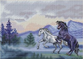 Horses cross stitch sunrise pattern pdf - Mountain landscape needlepoint... - £13.04 GBP