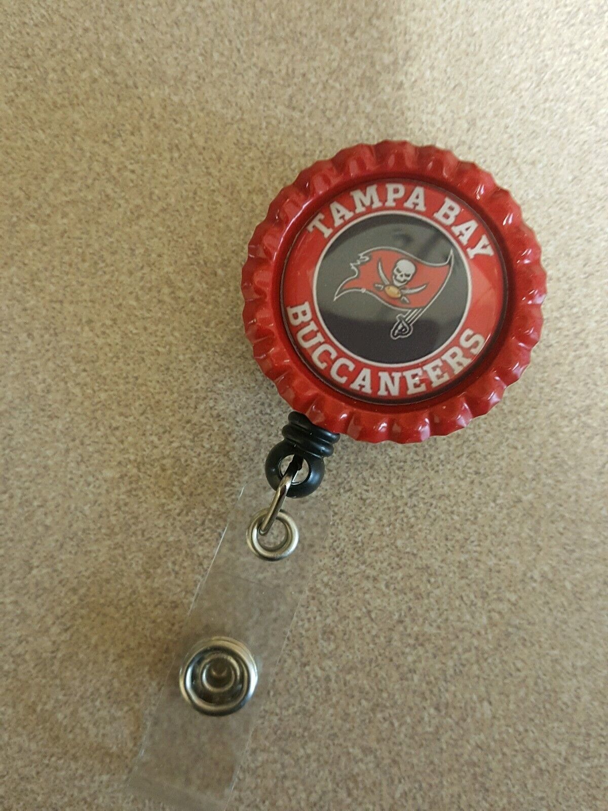 Tampa Bay Buccaneers work retractable badge reel holder nurse Dr. Teache... - $4.75