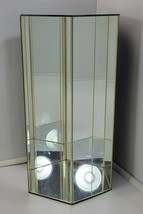 *R) Hexagon Glass Mirrored Memorabilia Figurine Doll Display Case 18&quot; Tall - £79.12 GBP