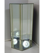 *R) Hexagon Glass Mirrored Memorabilia Figurine Doll Display Case 18&quot; Tall - £79.12 GBP