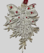 Waterford Silverplated Mistletoe Ornament Red Crystals Undated 2013 #159... - $21.68
