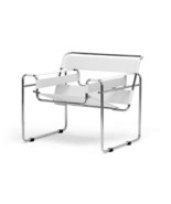 Ivory Off-White Faux Leather Strap / Chromed Bent Steel Tube Frame Loung... - €427,95 EUR