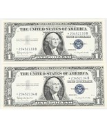 Plein De 2 Consécutives 1957 Argent Certificat Étoile Billets UNC État - $131.12