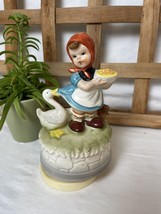 Vintage 1970’s Hummel Style Girl With Goose Figurine Music Box Player - £11.19 GBP