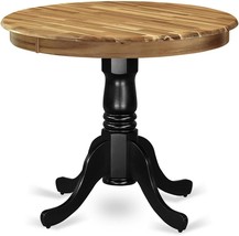 Mid Century Table With Natural Round Tabletop And 36 X 29.5-Black Finish... - £158.70 GBP