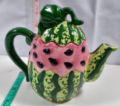 Vintage 1996 Cracker Barrel Mini Watermelon Teapot Summer Farmhouse Tea V2 - $19.80