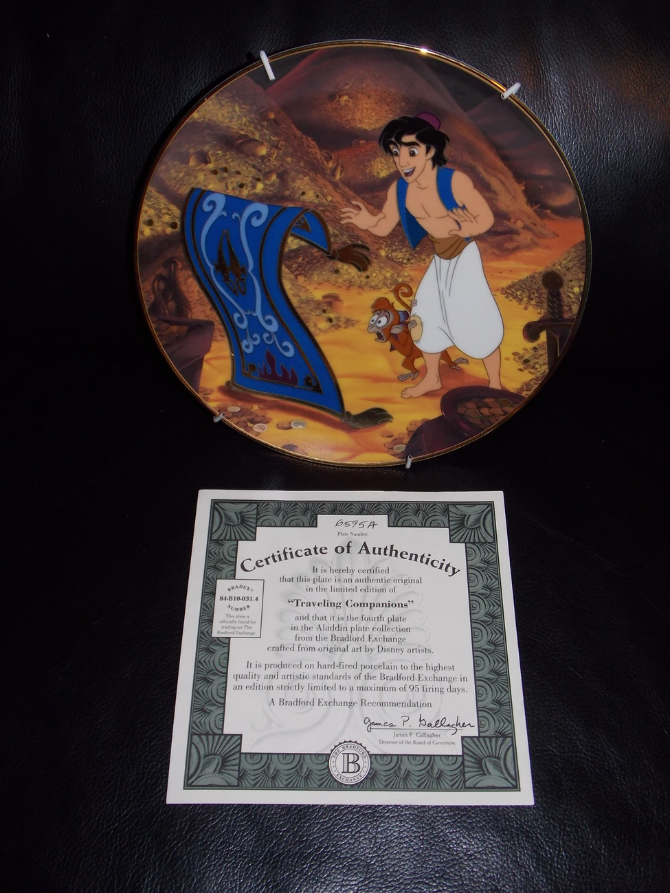 1994 Disney Aladdin "Traveling Companions" Collector Plate With Certificate - $39.99