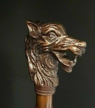 Antique Black Solid Wolf Dragon Head Walking Stick Vintage Wooden Cane Handles - £15.74 GBP