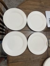 Mikasa Swirl White DJ100 Stoneware Set Of 4 Dinner Plates 11 1/4&quot; Dinner... - $28.04