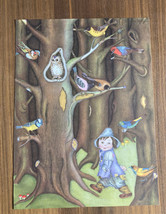 The Fairy Tale Book Little Boy In Woods With Birds Art Print Book Plate - £15.69 GBP