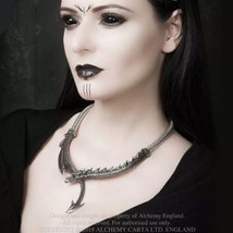 Alchemy Gothic Dragon&#39;s Lure Dramatic Fantasy Necklace Snake Chain Magnet P829 - £80.08 GBP